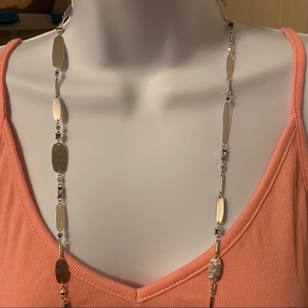 NEW Kendra Scott Long Claret Silver Necklace - Picture 6 of 11